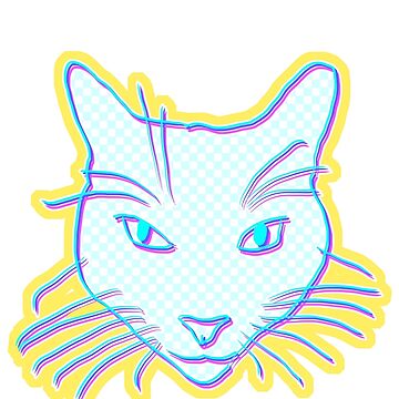 Artwork thumbnail, Colorful cat face outlined by Marti Mills