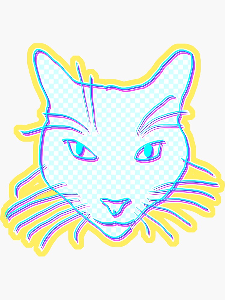 Thumbnail 3 of 3, Sticker, Colorful cat face outlined designed and sold by pixiebat8.