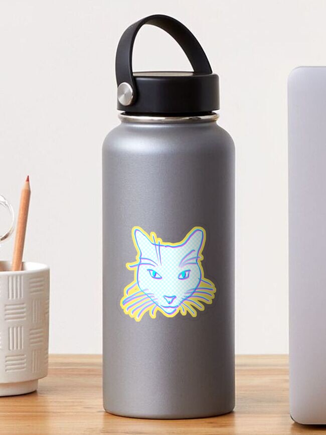 Thumbnail 1 of 3, Sticker, Colorful cat face outlined designed and sold by pixiebat8.