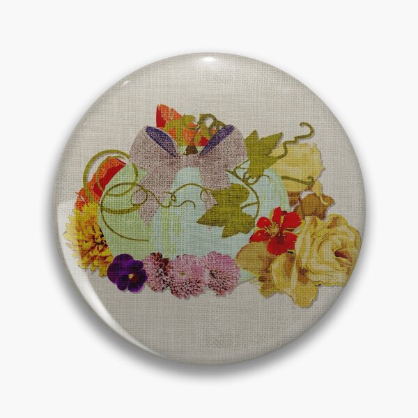 Item preview, Pattern Fall Floral and blue pumpkin burnt effect on burlap designed and sold by Eejee-SK.