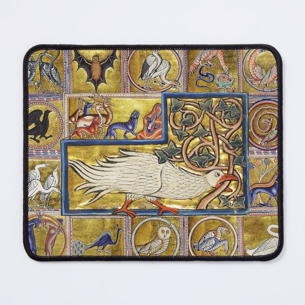 Item preview, MEDIEVAL BESTIARY, CALADRIUS BIRD,FANTASTIC ANIMALS IN GOLD RED BLUE COLORS designed and sold by BulganLumini.