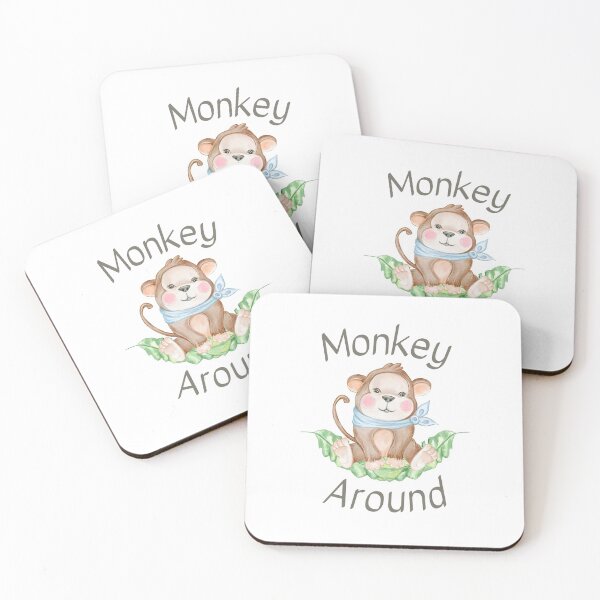 Item preview, Cute Baby Monkey Safari Animal, Monkey Around Print designed and sold by Auntieck.