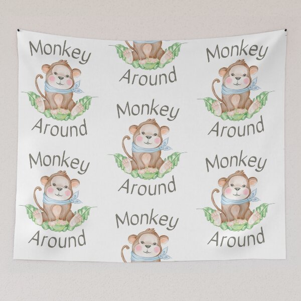 Item preview, Cute Baby Monkey Safari Animal, Monkey Around Print designed and sold by Auntieck.