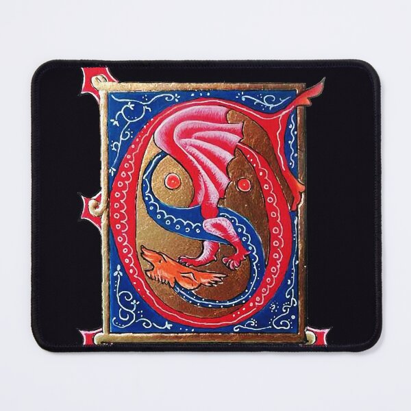 Item preview, MEDIEVAL BESTIARY,GOLD BLUE RED SNAKE DRAGON AS S LETTER designed and sold by BulganLumini.