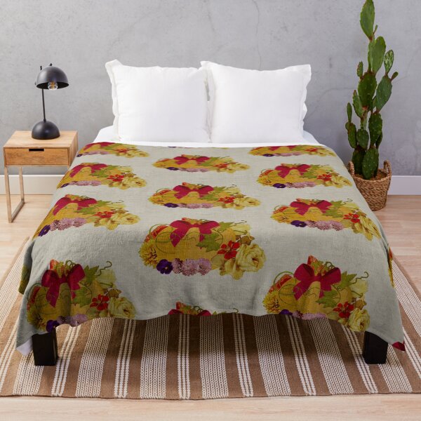 Item preview, Pattern Fall Floral and orange pumpkin burnt effect on burlap designed and sold by Eejee-SK.