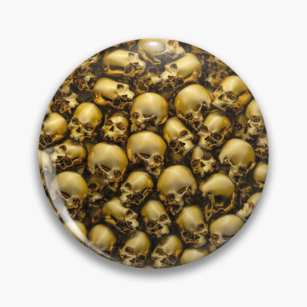 Artikelvorschau, Totally Gothic Abstract Skulls Horror Pattern Gold entworfen und verkauft von GrandeDuc.