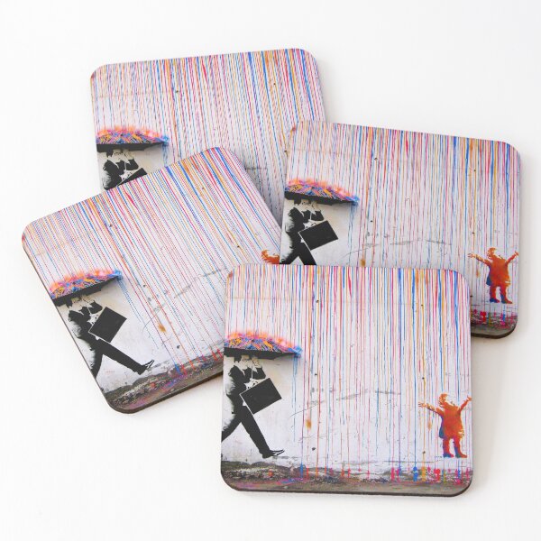 Item preview, Banksy Colorful Rain  designed and sold by SharpWallArts.