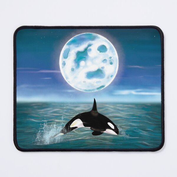Item preview, Killer whale swimming on full moon light designed and sold by Brushes with Nature.
