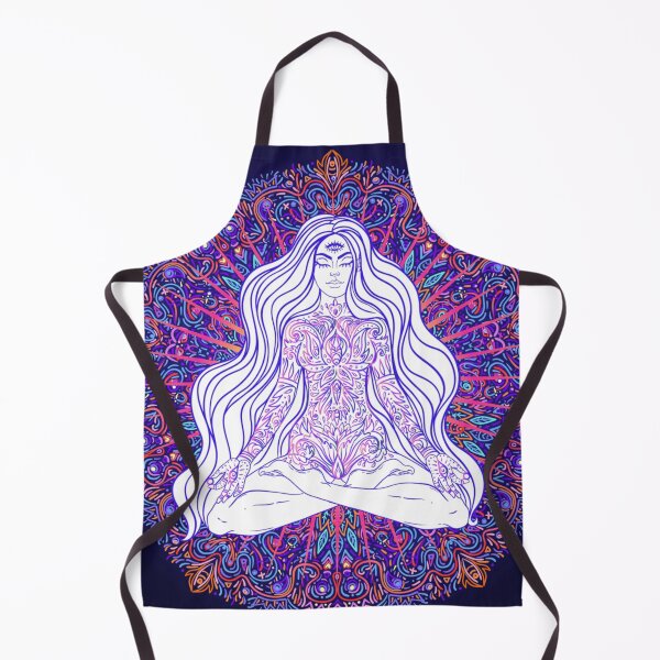 Item preview, Beautiful Girl sitting in lotus position over ornate colorful neon  designed and sold by Golden-Peace.