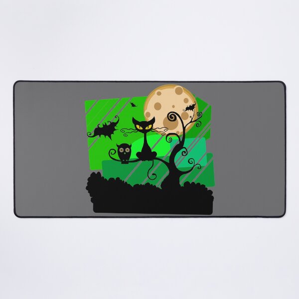 Item preview, Happy Hallowe'en Cute Cat Bats Owl Haunted Halloween Tree Full Moon designed and sold by H3designs.