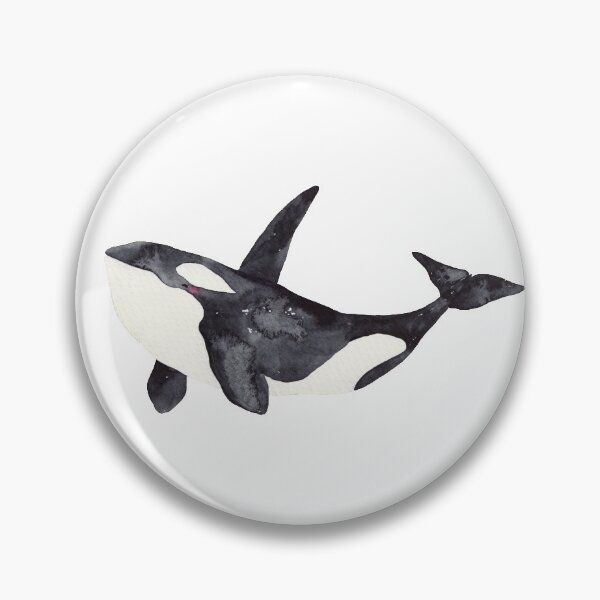 Item preview, Orca watercolor painting blackfish killer whale free willy black white ocean pnw watercolor designed and sold by korakai.