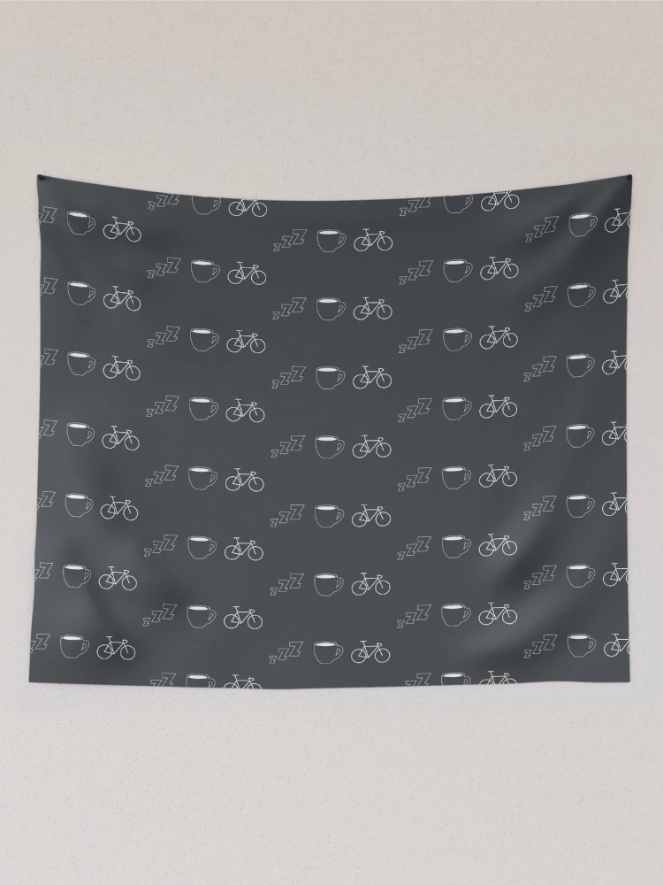Thumbnail 2 of 3, Tapestry, Cyclist Routine Sleep Coffee Ride Repeat White designed and sold by RabeDesigns.
