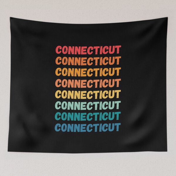 Artikelvorschau, CONNECTICUT- herhaalde retro vintage zonsondergangkleuren met een verontrust ontwerpeffect Grafisch T-shirt | Essentieel T-shirt entworfen und verkauft von printdot.