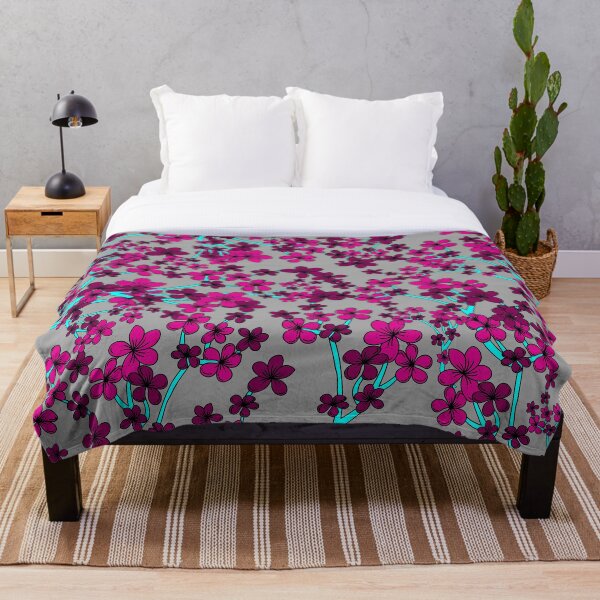 Artikelvorschau, Lila und rosa Blumenmuster auf grauem Hintergrund entworfen und verkauft von ABInspired.