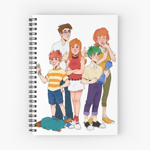 Aperçu de l'œuvre Famille Phineas et Ferb créée et vendue par Peppermintpapers Illustrations.