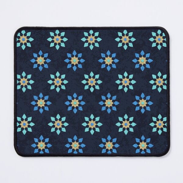 Item preview, Moroccan Flower Pattern in Gold & Blues designed and sold by ReesDesigns.
