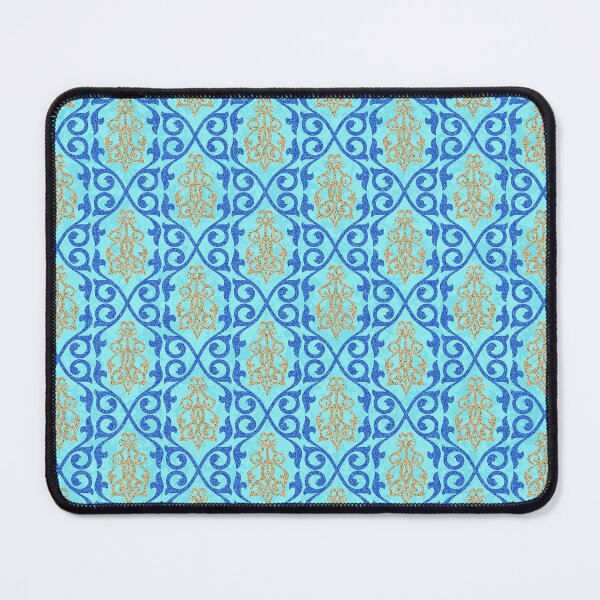 Item preview, Moroccan Fleur-de-Lis Pattern in Gold & Blues designed and sold by ReesDesigns.