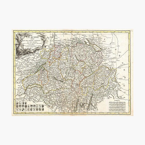 Item preview, Vintage Map of Switzerland (1771) designed and sold by BravuraMedia.