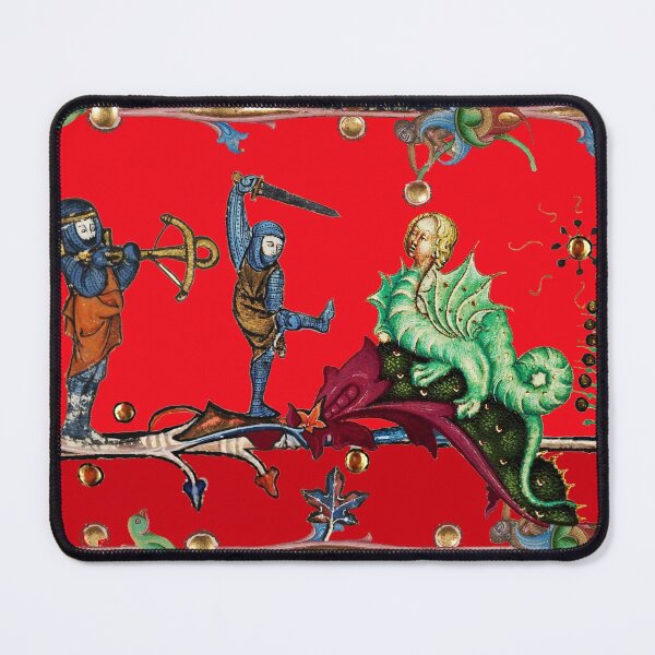 Item preview, WEIRD MEDIEVAL BESTIARY  WAR, KNIGHTS COMBATTING AGAINST HYBRID DRAGON IN RED designed and sold by BulganLumini.