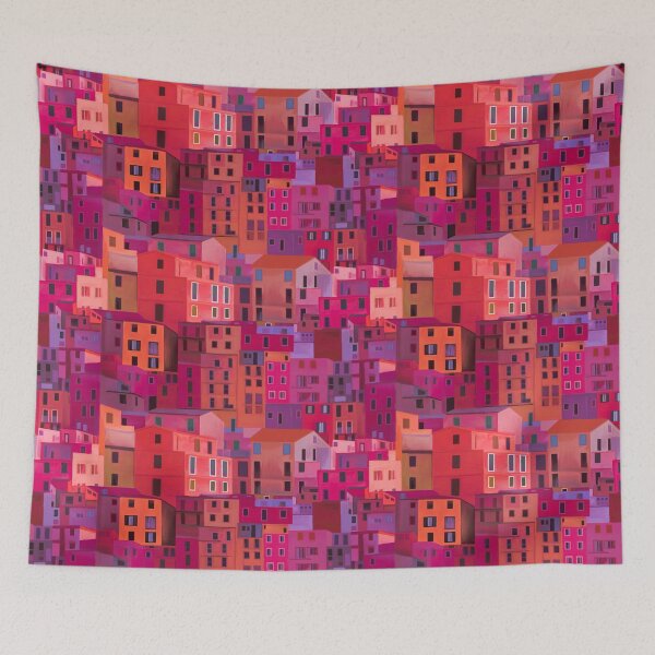 Item preview, Italian town Amalfi Coast red hues designed and sold by QuirkyCraftz.
