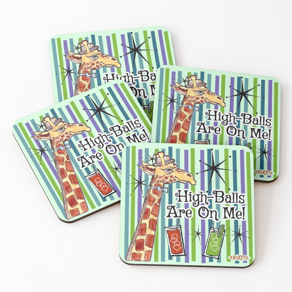 High-Balls Are On Me Squared Design Coasters (Set of 4)