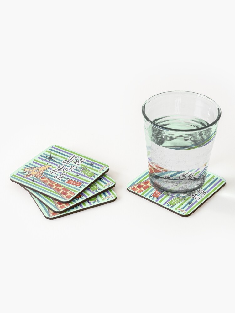 Thumbnail 2 of 5, Coasters (Set of 4), High-Balls Are On Me Squared Design designed and sold by Proclivities.