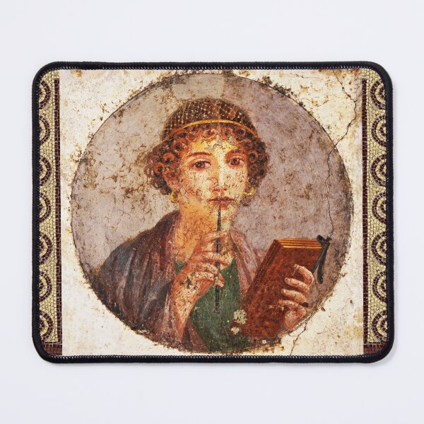 Item preview, SAPPHO POMPEII FRESCO Antique Roman Wall Painting designed and sold by BulganLumini.