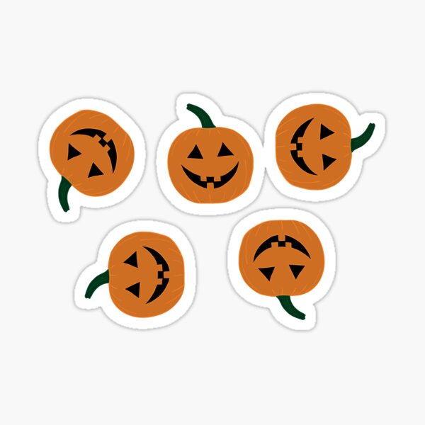 Spooky Season Handrawn Pumpkin Pattern Sticker Pack Glossy Sticker