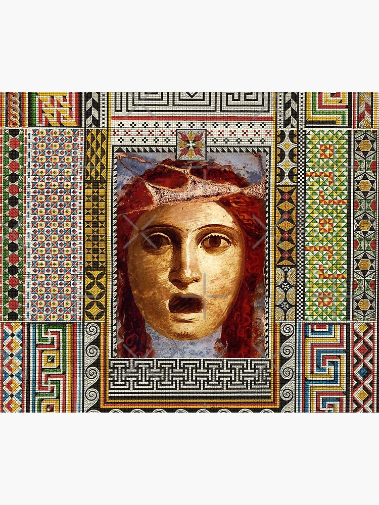 ANTIQUE ROMAN MOSAICS ,GREEK COMEDY THEATER MASKS  Mask for Sale by  BulganLumini