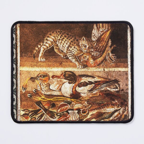 Artikelvorschau, TIERSAMMLUNG AUS POMPEJI, ANTIKE RÖMISCHE MOSAIKEN, WILDKATZE MIT WACHTELN, VÖGELN, ENTEN UND FISCHEN entworfen und verkauft von BulganLumini.