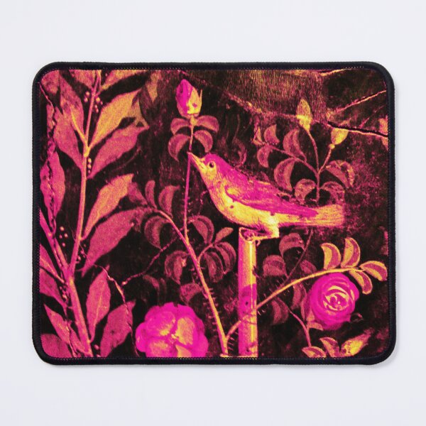 Item preview, POMPEII COLLECTION NIGHTINGALE WITH PINK ROSES GOLD YELLOW BLACK FLORAL designed and sold by BulganLumini.