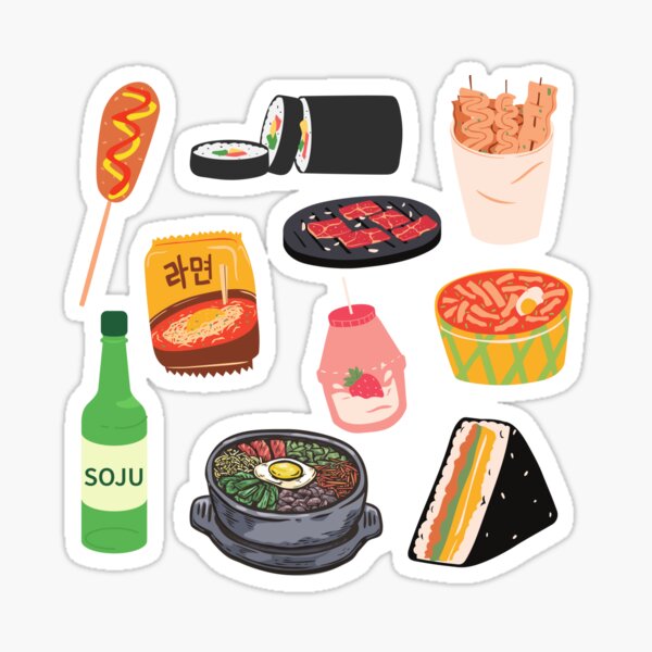 tokkebi gamja hotdog korean style drawing sticker with ketchup