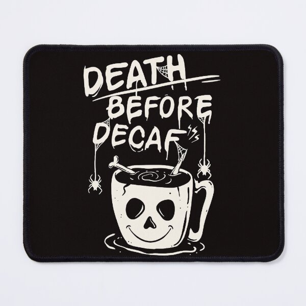 Item preview, Death Before Decaf Coffee - Slogan Text Handwritten with Spiders Bones and a Skull Mug designed and sold by WearWolfDesigns.