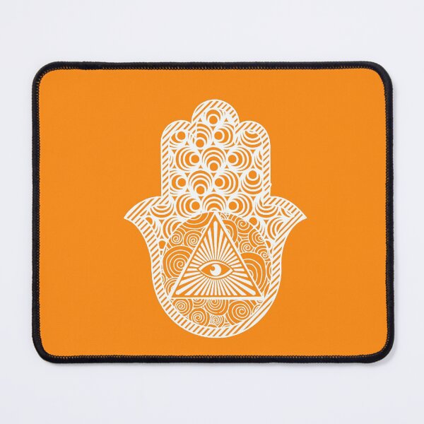 Item preview, White Zentangle Hamsa Hand of Fatima Orange designed and sold by MysticMagpie.