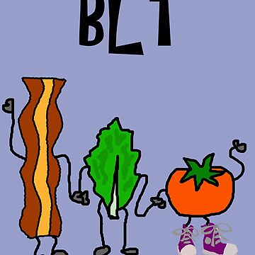 Artwork thumbnail, Funny Bacon, Lettuce, and Tomato Cartoon Characters  by naturesfancy