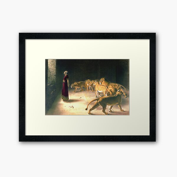 Vista previa del artículo con la obra «Respuesta de Daniel al rey en el foso de los leones por Briton Riviere», diseñado y vendido por JDesigningMO.