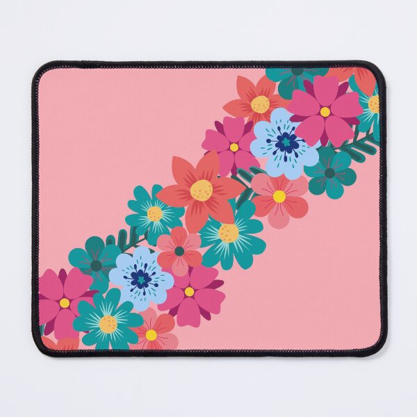 Aperçu de l'œuvre Guirlande florale colorée sur fond rose créée et vendue par ABInspired.