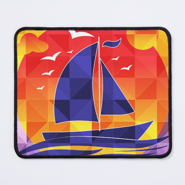 Item preview, Sunset Sailing Boat On Triangulated Gradient Background designed and sold by Nobiya.