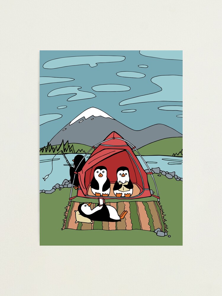 Alternate view of Penguin Family Camping in a Red Tent Photographic Print