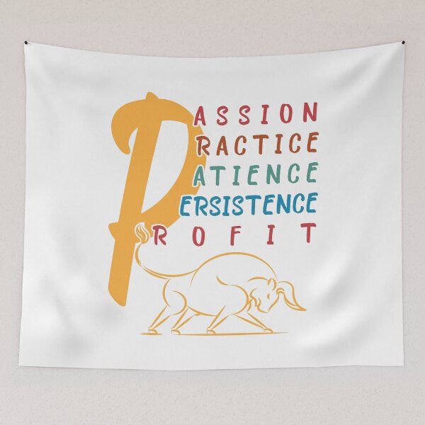 Item preview, Passion Practice Patience Persistence Profit, Bull Market Funny Quotes designed and sold by levdone.
