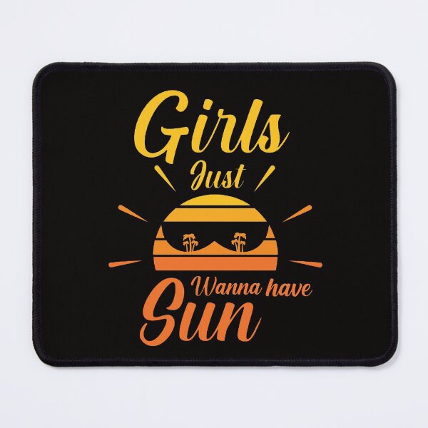 Item preview, Girls Just Wanna have Sun with Orange Yellow sunset Background Colors Palm Trees in a Sun Silhouette designed and sold by WearWolfDesigns.