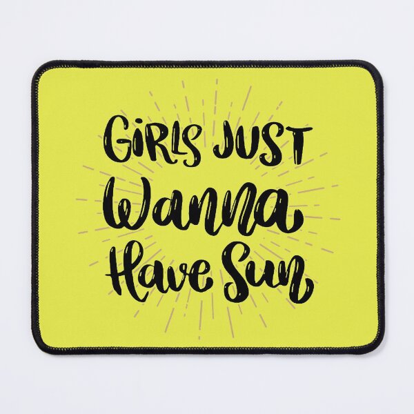 Item preview, Girls Just Wanna Have Sun - Black Hand Written Text Saying Quote with Sun Rays designed and sold by WearWolfDesigns.