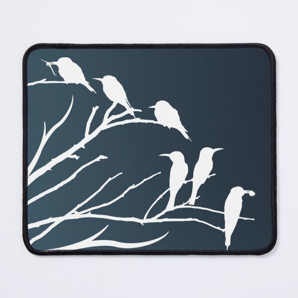 Item preview, Birds on Branches Silhouette - navy background white birds designed and sold by ABInspired.