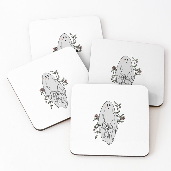 Item preview, cute ghost holding skeleton  designed and sold by darianedesigns.