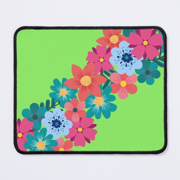 Aperçu de l'œuvre Guirlande florale colorée sur fond vert citron créée et vendue par ABInspired.