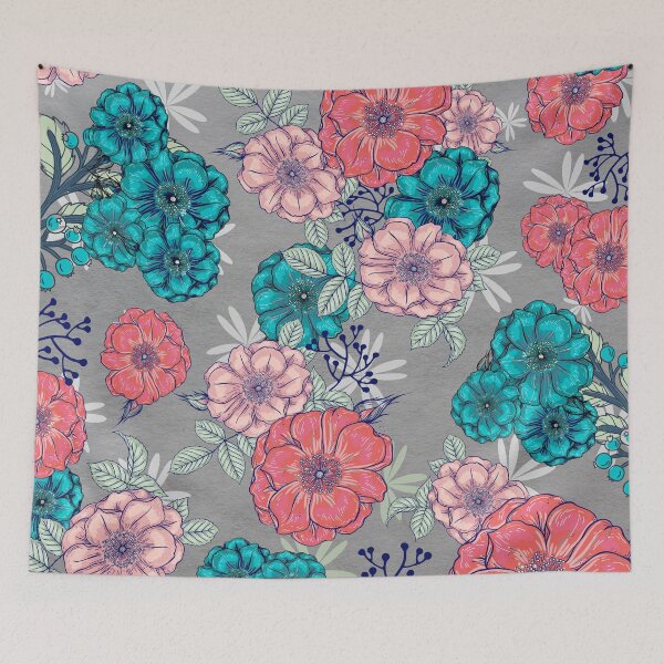 Item preview, Jardín de flores de primavera sobre fondo gris designed and sold by ABInspired.