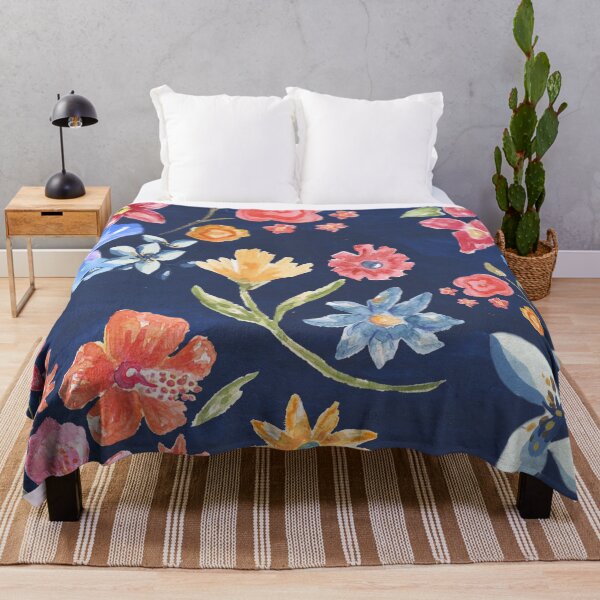 Item preview, Navy Blue with Colorful flowers / whimsical / fun / floral design designed and sold by ABInspired.