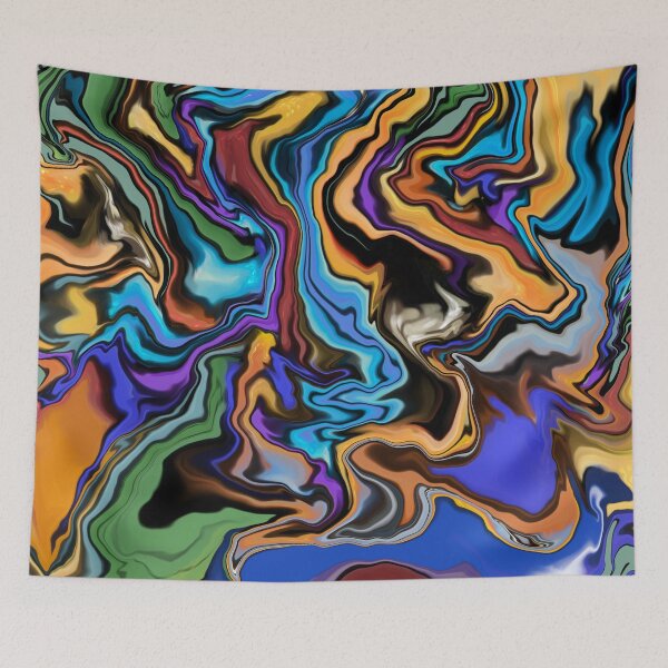 Item preview, Liquified colorful psychedelic abstract modern poured flower bouquet designed and sold by Jane Domenech.