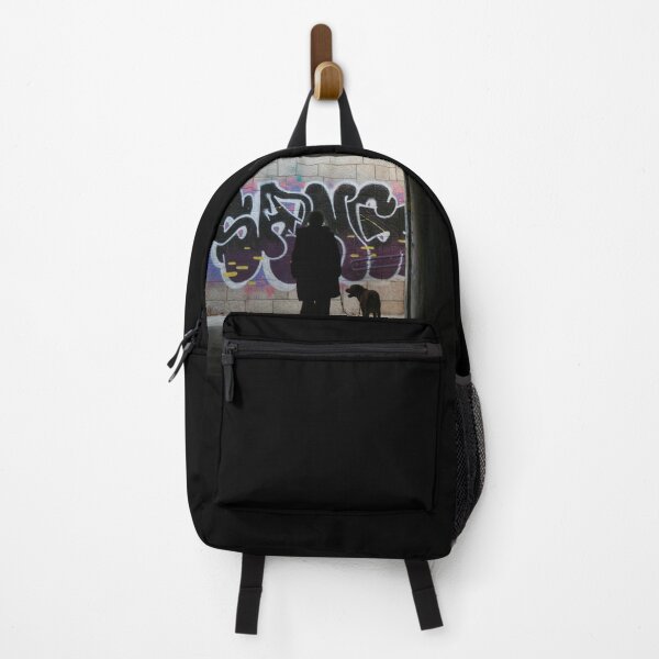 Item preview, Silhouette woman walking her dog, graffiti background designed and sold by Anna Lemos.