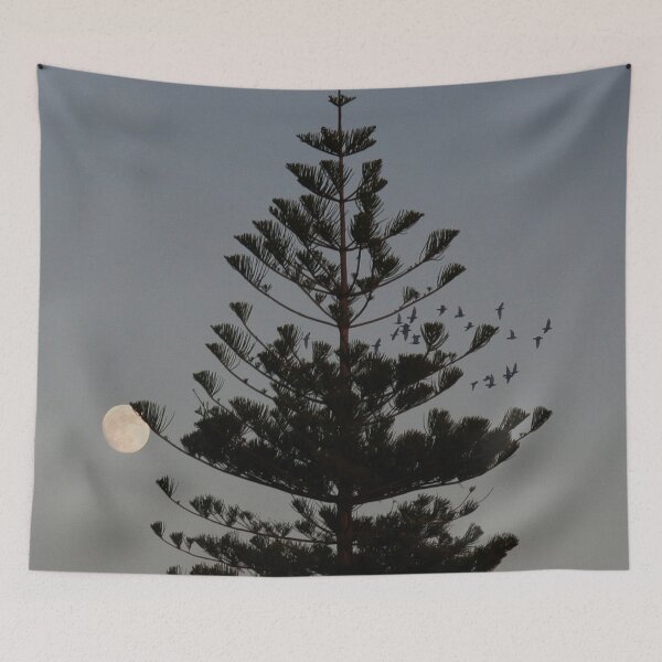 Item preview, Araucaria tree, full moon. flight of birds designed and sold by Anna Lemos.